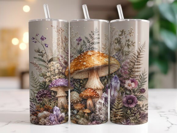 Cottagecore Mushroom Crystal Tumbler PNG Review