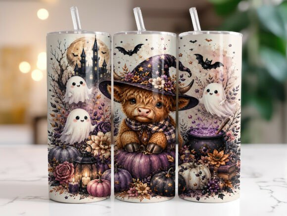 Cute Ghost Highland Cow 20oz Tumbler PNG Review