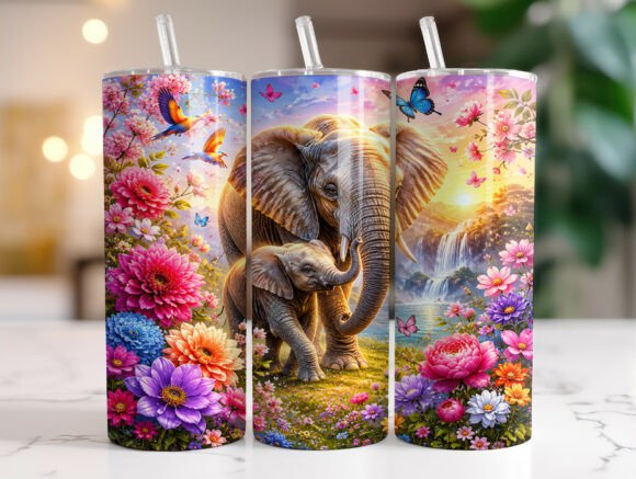 Elephant Mom Baby Floral Tumbler Wraps Review