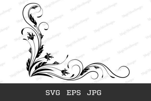Floral Corner Ornament with Flowers. SVG Review