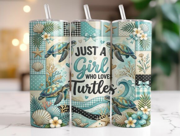 Girl Who Loves Turtles Tumbler Wrap PNG Review