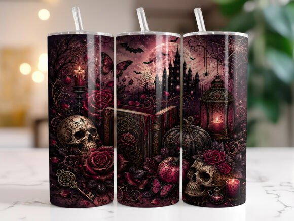 Gothic Skull Rose 20oz Tumbler Wrap PNG Review
