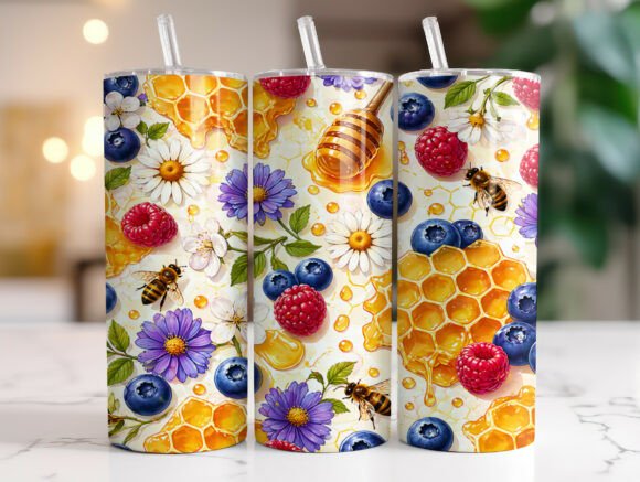 Honeycomb Bees Berries Floral Tumbler Review