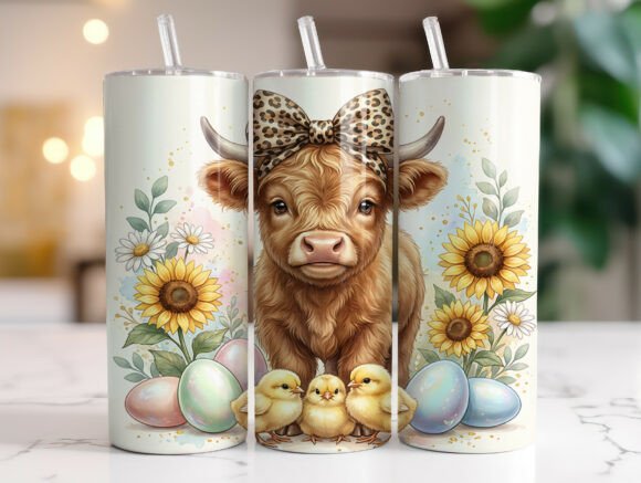 Leopard Bow Easter Highland Cow Tumbler Review