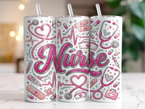 Pink Nurse Tumbler Wrap PNG Sublimation Review