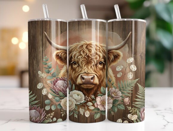 Rustic Highland Cow Floral Tumbler Wrap Review