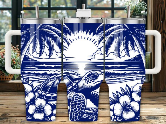 Sea Turtle Beach 40oz Laser Tumbler Wrap Review
