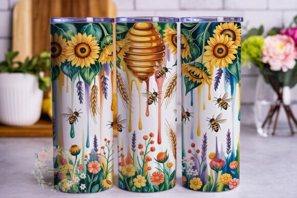 Sunny Blossom Bee Tumbler Wrap PNG Review