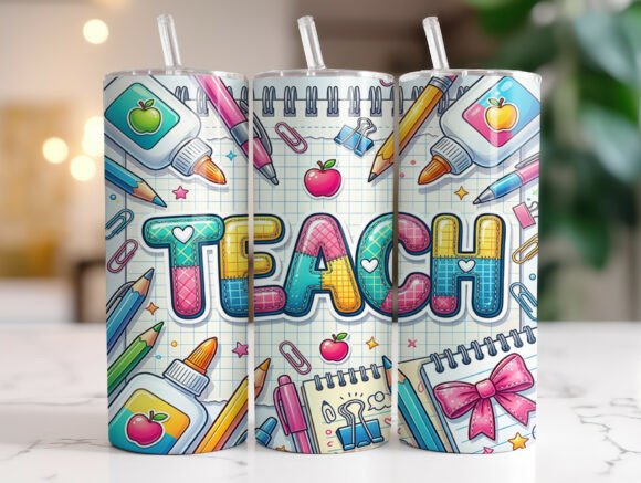 Teacher 20oz Skinny Tumbler Wrap PNG Review