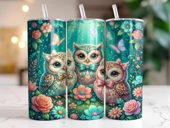 Teal Floral Owl Tumbler Wrap Design Review