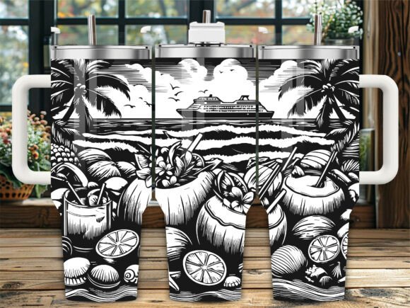 Tropical Cruise Beach Laser Tumbler Design Review