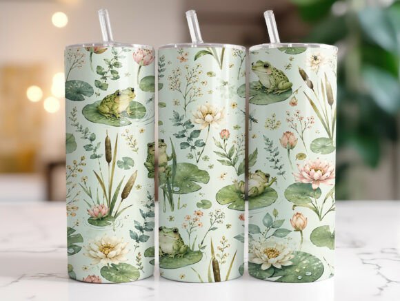 Watercolor Frog Floral 20oz Tumbler Wrap Review