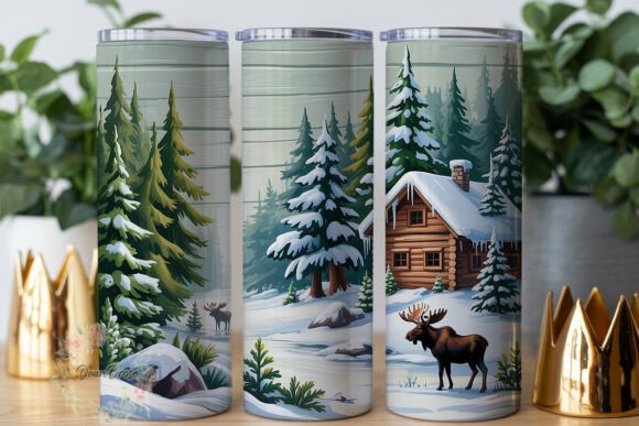 Winter Moose Cabin 20oz Tumbler Wrap Review